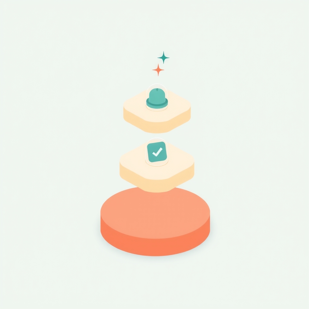 Three stacked layers: a bell for native reminders, a check mark for two-way confirmation, and a sparkle for AI reply handling